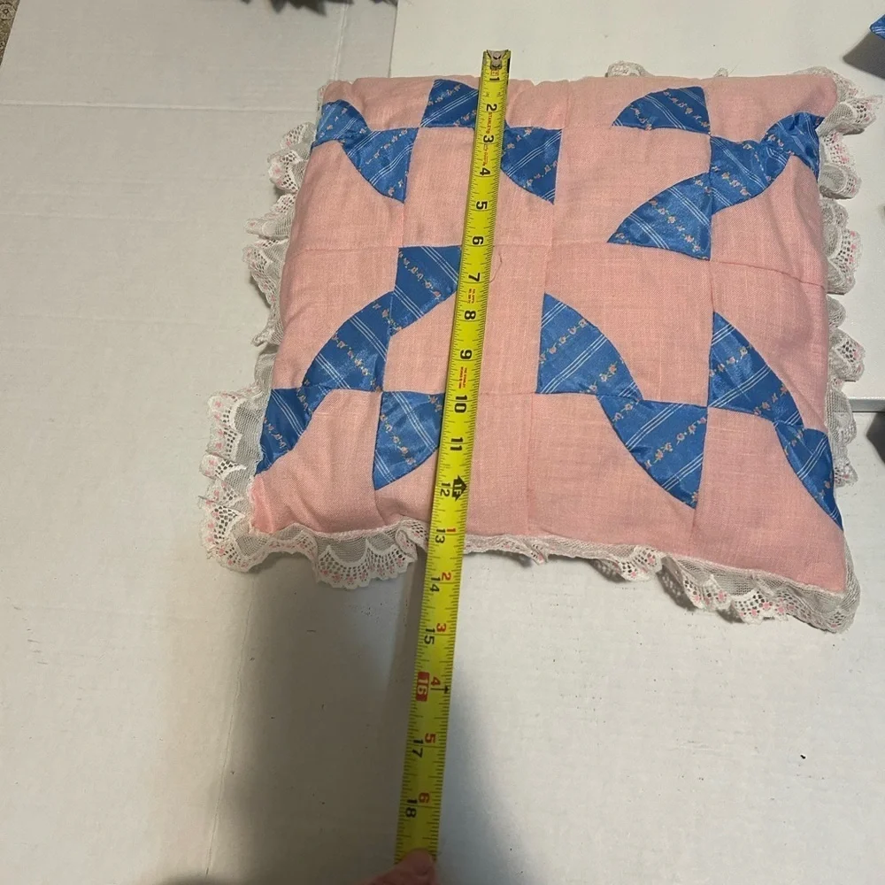 Pink and Blue Patchwork Throw Pillows
